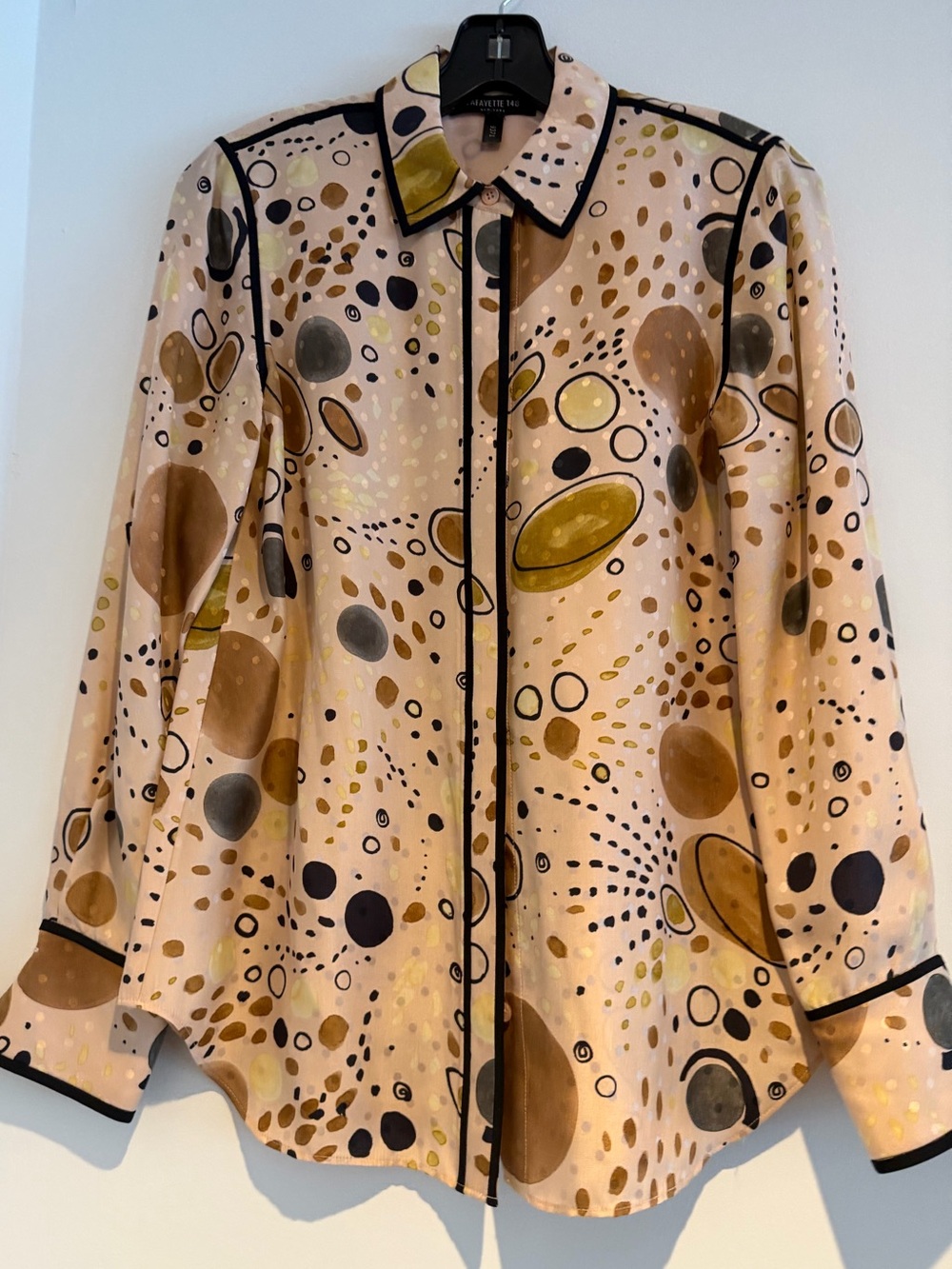 Lafayette 148 New York Printed Long-Sleeve Button Shirt - Beige - light pink hue